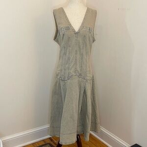Pilcro Denim Corset Midi Dress Size L Grey NWT